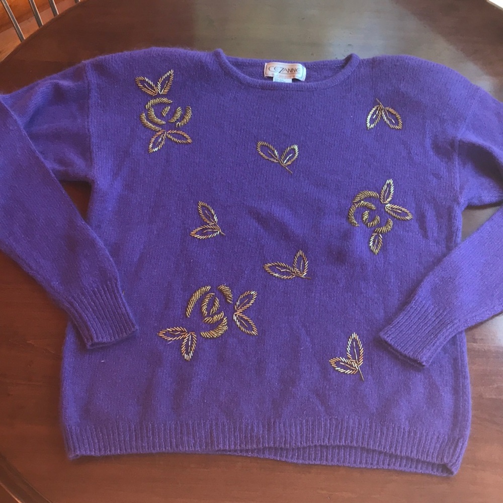 Cezanne purple silk and angora vintage sweater
